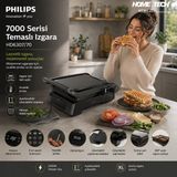 Philips HD6307/70 7000 Serisi Izgara ve Tost Makinesi, Hassas Dijital Kontrol, Izgara Için Tam Açılı - Siyah