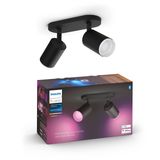 Philips Hue Fugato Çift Spot Renkli Akıllı Led Armatür, Siyah, 2x4.2W - 25.000 Saat Ampul Kullanım Ömrü