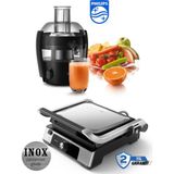Philips Inox Paslanmaz Gövde, +5000 Serisi Izgara ve Tost Makinesi 2200W+ Viva Collection Katı Meyve Sıkacağı+Hassas Mutfak Tartısı
