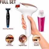 Philips Ipl Epilasyon Cihazı Yüz ve Vücut Için 2 Başlıklı Cilt Tonu Sensörlü Kablolu Bakım Seti Çantalı Pürüzsüz Cilt + Tıraş Makinesi