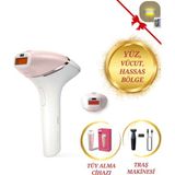 Philips Kablosuz Yüz ve Vücüt 2 Başlık + Çanta Lazer Epilasyon + Tüy Alma Cihazı, Traş Makinesi Full Set , Luciole Lambader Hediye - Altın