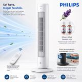Philips Kumandalı 5000 Serisi Kule Tipi Vantilatör, Aroma Koku Özellikli + 40ML Uçucu Doğal Lavanta Yağı 40 W, 28 Db - Beyaz