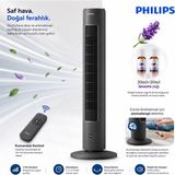 Philips Kumandalı 5000 Serisi Kule Tipi Vantilatör, Aroma Koku Özellikli + 40ML Uçucu Doğal Lavanta Yağı 40 W, 28 Db - Siyah