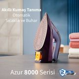 Philips Kumaşa Göre Isı Ayarlayan Akıllı Azur 8000 Serisi 240G Şok Buhar 55G/DK Sürekli Buhar 3000W Elite Taban Ütü Optimaltemp Akıllı Isı Sıfır Yanık Garantisi - Gülkurusu