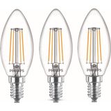 Philips LED Ampul 40W B35 E14 Sıcak Beyaz 2700K 4,3 W Güç ile Ekopaket 3'lü Filament