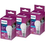 Philips LED Ampul 8-60W 6500K Beyaz Işık E-27 Duy Tipi 3'lü Set Enerji Verimliliği