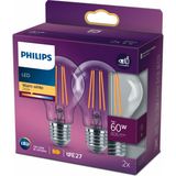 Philips LED Classic Şeffaf Filament Ampul 7W 806Lum 2700K Sarı Işık A60 E27 (60W) 2'li Paket - Gün Işığı