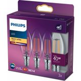 Philips LED Classic Şeffaf Filament Mum Ampul 4.3W 470 Lum 2700K Sarı Işık B35 E14 (40W) 3'lü Paket - 1 - 10 W