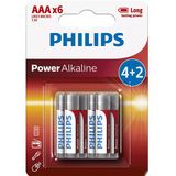 Philips LR03P6BP/10 Power Alkalin AAA 4+2 Pil