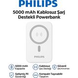 Philips Magsafe Ile Uyumlu Kablosuz Powerbank, 5000 Mah, Taşınabilir Şarj Cihazı, Stand Özellikli, Usb-C ve Usb-A Çıkışlı, Hızlı Şarj - Beyaz