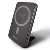 PHILIPS MagSafe İle Uyumlu Kablosuz Powerbank, 5000 mAh, Taşınabilir Şarj Cihazı, Stand Özellikli, USB-C ve USB-A Çıkışlı, Hızlı Şarj, Li-Po, DLP9701C, Akım Korumalı (Siyah)