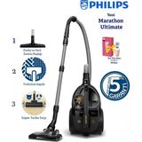 Philips Marathon Sessiz Güç Serisi 899 W Turbo Başlıklı Toz Torbasız Elektrikli Süpürge - 2,2 L Hazne, H13 Hepa Filtre + Mini Yüz Tüy Alıcı - Siyah