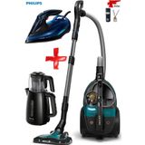 Philips Marathon Ultimate Koldan Kumandalı Led Başlıklı Toz Torbasız Süpürge + 3000 Watt Akıllı Ütü+çaycı