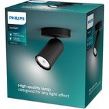 Philips Myliving Pongee Tavan/duvar Siyah Spot Lamba GU10 Duy (Ampul Birlikte Verilmez) - 1 - 10 W - Gün Işığı