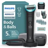 Philips Norelco Body Groomer 9000 Serisi, Çift Yönlü Kullanım ve Su Geçirmez Islak Kuru Tıraş Makinesi Sistemi için Katlanabilir Arka Ataşman ve UV Küp Temizleyici, BG9485/50