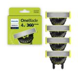 Philips Norelco OneBlade 360 Bıçaklar, OneBlade Elektrikli Tıraş Makinesi ve Düzeltici için Orijinal Yedek Bıçaklar, 4'lü Paket, QP440/80