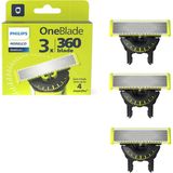 Philips Norelco Oneblade 360 Bıçaklar, Oneblade Elektrikli Tıraş Makinesi Ve Düzeltici İçin Orijinal Yedek Bıçaklar, Dayanıklı Paslanmaz Çelik, Döşeme, Kenar Ve Tıraş, 3'Lü Paket, Mode