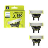 Philips Norelco OneBlade 360 Bıçaklar, OneBlade Elektrikli Tıraş Makinesi ve Düzeltici için Orijinal Yedek Bıçaklar, Dayanıklı Paslanmaz Çelik, Döşeme, Kenar ve Tıraş, 3'lü Paket, Model QP430/80