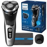 Philips Norelco Shaver 3900 Serisi, Islak ve Kuru Elektrikli Tıraş Makinesi, P-Cap, Seyahat Çantası, Şarj Standı, Fırtına Mavisi, Model S3341/92