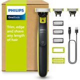Philips Oneblade 360 yüz ve Vücut Tıraş Makinesi, Düzeltici ve Vücut Bakım Seti, 3x 360 Bıçak, 3x Düzeltme Aparatı (1/3/5mm), 2x Vücut Aparatı, Yüz ve Vücut Için Islak ve Kuru Tıraş (QP2824/31)