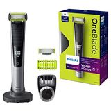 Philips OneBlade Pro Face + Body QP6620/20 saç düzeltici, yüz ve vücut için, uzunluk ayarı, 0,4 ila 10 mm, siyah/gümüş renkli, lityum iyon pil, 90 dakika çalışma süresi