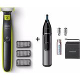 Philips Oneblade Şekillendirici Tıraş Makinesi + Kaş, Burun ve Kulak Kılı Makinesi Hediye
