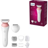 Philips Phılıps Lady Shaver Series 6000, Kablosuz Tıraş Makinesi, 6 Aksesuarlı Vücut Peeling Eldiveni, Bikini Bölgesi Için Düzeltici (Model BRL146/00), Beyaz/pembe - Beyaz - Pembe