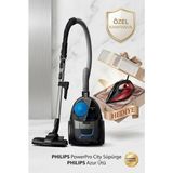 Philips Powerpro City FC9332/07 Pet Başlıklı Süpürge ve Azur 7000 DST7022/40 Ütü Çeyiz Paketi - Gri - Koyu Gri