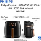 Philips Premium Fırınlama. Izgara. Kızartma. Isıtma. Hd9867/90 Airfryer Xxl Fritöz + Hda150/60 Türk Kahvesi Hd9867/90