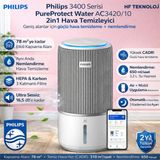 Philips Pureprotect Water 3400 Serisi Akıllı 2 In 1 Hava Temizleyici ve Nemlendirici Beyaz Gri +Philips Saç Düzleştirici Hediye - Açık Gri