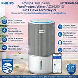 Philips Pureprotect Water 3400 Serisi Akıllı 2 In 1 Hava Temizleyici Ve Nemlendirici Beyaz Gri +Philips Saç Düzleştirici Hediye