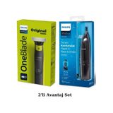 Philips QP2724/10 Oneblade Yüz Şekillendirici + NT1650 Burun Kulak Kılı Temizleme Makinesi cok-renkli