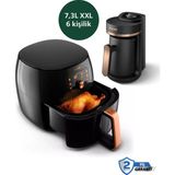 Philips Rapid Air Teknoloji Premium, Dev 7.3 Litrelik Hacmi, 2250W Gücü Xxl Premium Airfryer & Fritöz + Philips Türk Kahve Makinesi - Siyah - Bakır