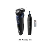 Philips S5445 Islak/kuru Sinek Kaydı Tıraş - Kulak-Burun Tüy Kesme Makinesi 2'li Avantaj Set