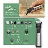 Philips Saç Sakal Vücut Kulak ve Burun Hepsi Bir Arada Islak Kuru Kullanımlı Üstün Performanslı 16 Parça Profesyonel Erkek Bakım Seti Series 9000 - Gümüş
