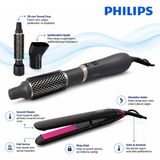 Philips Saç Şekillendirme Seti BHA301/00 Hava Üflemeli Şekillendirici + BHS375/00 Thermoprotect Seramik Saç Düzleştirici - Siyah - Pembe