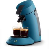 Philips Senseo Original Plus kahve kapsülü makinesi, kahve sertliği seçimi, Coffee Boost teknolojisi, geri dönüştürülmüş plastik, Blue Pavone (CSA210/00)