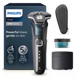 Philips Shaver 5000 - Erkekler Için Elektrikli Tıraş Makinesi: Skinıq Teknolojisiyle Islak ve Kuru Tıraş, Katlanabilir Düzeltici, Taşıma Çantası, Temizleme Istasyonu, Elektrik Mavisi (S5889/50)