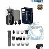 Philips Sıfır Tıraş, Sakal, vucüt, Kulak&Burun Hassas Bölge Hepsi Bir Arada Erkek Bakım Seti, Nanotech Dual Precision Bıçaklar 9000 Serisi Islak Kuru Tıraş Makinesi - Gri - Siyah
