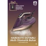 Philips Sıfır Yanma Riskli Akıllı Buharlı Ütü ve Türk Kahvesi Makinesi Hediyeli Özel Set 3000 Watt Ultra Güçlü Isınma 260G Şok Buhar ve Otomatik Isı Ayarlı - Mor
