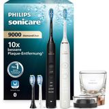 Philips Sonicare Diamondclean 9000 Elektrikli Diş Fırçası, Ikili Paket, Uygulama Dahil Sonik Diş Fırçası, Basınç Sensörü, 4 Fırçalama Modu, 3 Yoğunluk Seviyesi, Siyah ve Pembe Altın, Model HX9914/61 - Beyaz