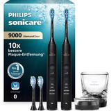 Philips Sonicare Diamondclean 9000 Elektrikli Diş Fırçası, Ikili Paket, Uygulamalı Sonik Diş Fırçası, Basınç Sensörü, 4 Fırçalama Modu, 3 Yoğunluk Seviyesi, Şarj Camı, Siyah, Model HX9914/63 - Beyaz