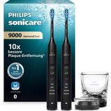 Philips Sonicare Diamondclean 9000 Elektrikli Diş Fırçası, Uygulamalı Sonic Diş Fırçası, Basınç Kontrolü, 4 Fırçalama Modu, 3 Yoğunluk Seviyesi, Şarj Camı, Siyah, Ikili Paket, HX9914/54 - Beyaz