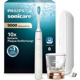 Philips Sonicare Diamondclean 9000 Elektrikli Diş Fırçası, Uygulamalı Sonik Diş Fırçası, 4 Fırçalama Modu, 3 Yoğunluk Seviyesi, Şarj Camı ve USB Seyahat Çantası, Pembe Altın, Model HX9911/94 - Beyaz