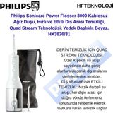 Philips Sonicare HX3826/31 Cordless Power Flosser 3000 Sonic Ağız Duşu + Oral-B Diş Fırçası Hediye - DİŞ FIRÇASI HEDİYE - Beyaz - Gri