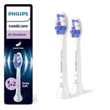 Philips Sonicare Sensitive Yedek Diş Fırçası Başlığı, 10 Kat Daha Fazla Plak Temizliği, Ultra Yumuşak Fırça Başlığı, 2’li Paket, Beyaz, HX6052/87