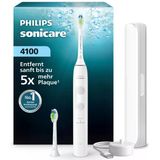 Philips Sonicare Series 4100 Elektrikli Diş Fırçası - Basınç Sensörlü Sonic Diş Fırçası, 4 Fırçalama Ayarı, Easystart, Smartimer, 21 Günlük Çalışma Süresi, Seyahat Çantası, Beyaz, Hx4044/41, [Yeni]