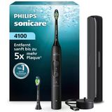 Philips Sonicare Series 4100 Elektrikli Diş Fırçası - Basınç Sensörlü Sonic Diş Fırçası, 4 Fırçalama Ayarı, Easystart, Smartimer, 21 Günlük Çalışma Süresi, Seyahat Çantası, Siyah, Hx4044/52, [Yeni]
