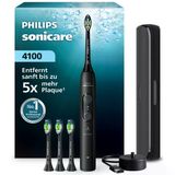 Philips Sonicare Series 4100 Elektrikli Diş Fırçası - Basınç Sensörlü Sonic Diş Fırçası, 4 Fırçalama Ayarı, Easystart, Smartimer, 21 Günlük Çalışma Süresi, Seyahat Çantası, Siyah, Hx4046/52, [Yeni]