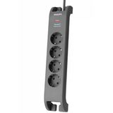Philips Spn3140a/62 4'Lü Akım Korumalı Priz, 2400 Joule, 2 M Kablo, Çocuk Korumalı, Anahtarlı, Gri